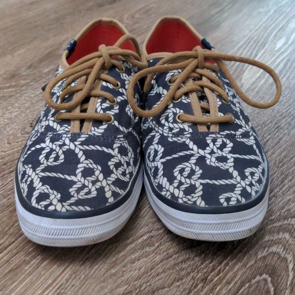 Keds Navy Blue & Champion Rope Print Lace Up Sneakers Size 6 - Picture 3 of 16